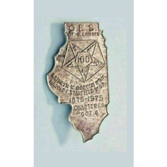 1875-1975 ILLINOIS O.E.S. Order of the Eastern Star 100th Year Brooch or Pin - Picture 1 of 2